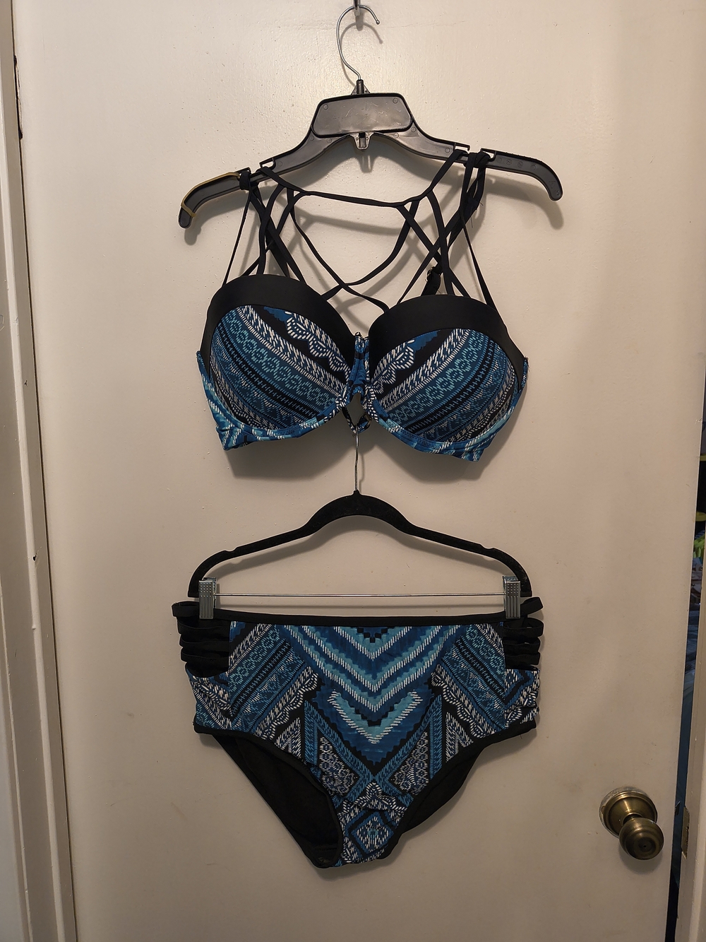 Paramour Blue and Black Strappy Bikini Set